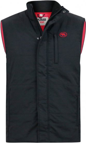 D555 FELIPE Zip Through Padded Gilet With Contrast Colour Lining And Rubber Badge Black - Geci - Geci Bărbați Mărimi Mari