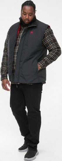 D555 FELIPE Zip Through Padded Gilet With Contrast Colour Lining And Rubber Badge Black - Geci - Geci Bărbați Mărimi Mari