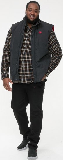 D555 FELIPE Zip Through Padded Gilet With Contrast Colour Lining And Rubber Badge Black - Geci - Geci Bărbați Mărimi Mari