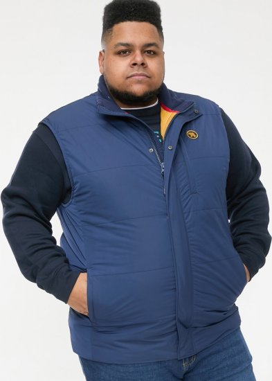 D555 FELIPE Zip Through Padded Gilet With Contrast Colour Lining And Rubber Badge Navy - Geci - Geci Bărbați Mărimi Mari