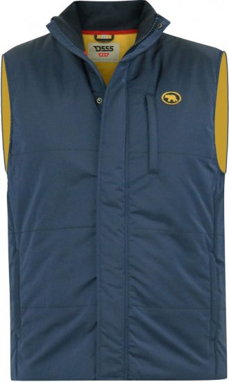D555 FELIPE Zip Through Padded Gilet With Contrast Colour Lining And Rubber Badge Navy - Geci - Geci Bărbați Mărimi Mari
