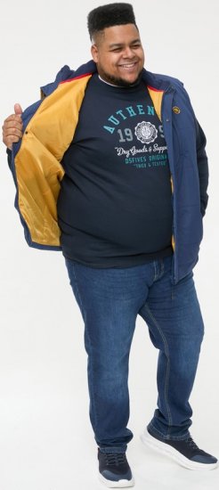D555 FELIPE Zip Through Padded Gilet With Contrast Colour Lining And Rubber Badge Navy - Geci - Geci Bărbați Mărimi Mari
