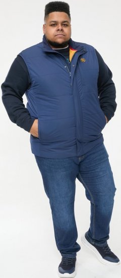 D555 FELIPE Zip Through Padded Gilet With Contrast Colour Lining And Rubber Badge Navy - Geci - Geci Bărbați Mărimi Mari