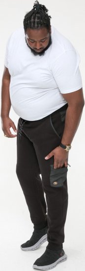 D555 COTGRAVE Couture Elasticated Waistband Jogger With Woven Fabric Trim Black - Pantaloni trening - Pantaloni Trening Bărbați Mărimi Mari