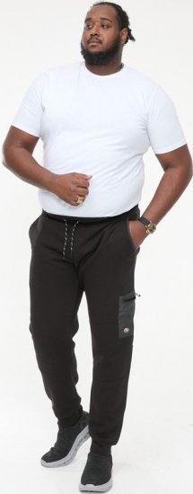 D555 COTGRAVE Couture Elasticated Waistband Jogger With Woven Fabric Trim Black - Pantaloni trening - Pantaloni Trening Bărbați Mărimi Mari