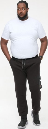 D555 COTGRAVE Couture Elasticated Waistband Jogger With Woven Fabric Trim Black - Pantaloni trening - Pantaloni Trening Bărbați Mărimi Mari