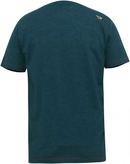 D555 NEAL Skull With Flames Printed Crew Neck T-Shirt Navy/Blue Twist - Tricouri - Tricouri Bărbați Mărimi Mari