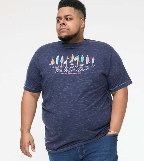 D555 Cropwell Tricou cu imprimeu pescăresc bleumarin - Tricouri - Tricouri Bărbați Mărimi Mari