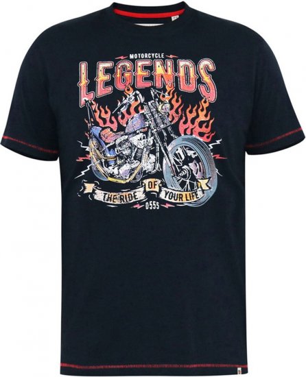 D555 JAGGER Legends Motor Bike Printed Crew Neck T-Shirt Navy - Tricouri - Tricouri Bărbați Mărimi Mari