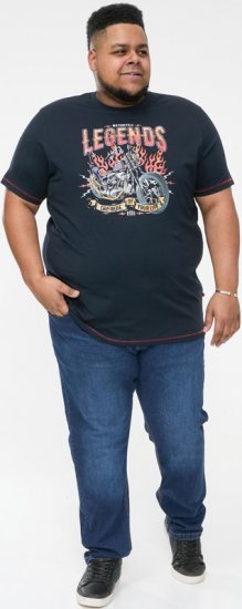D555 JAGGER Legends Motor Bike Printed Crew Neck T-Shirt Navy - Tricouri - Tricouri Bărbați Mărimi Mari