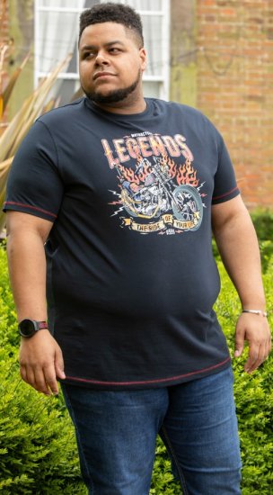 D555 JAGGER Legends Motor Bike Printed Crew Neck T-Shirt Navy - Tricouri - Tricouri Bărbați Mărimi Mari