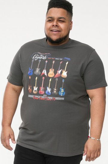 D555 JAIDEN Legends Guitar Printed Crew Neck T-Shirt Khaki - Tricouri - Tricouri Bărbați Mărimi Mari