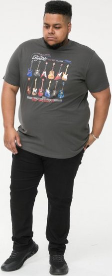 D555 JAIDEN Legends Guitar Printed Crew Neck T-Shirt Khaki - Tricouri - Tricouri Bărbați Mărimi Mari