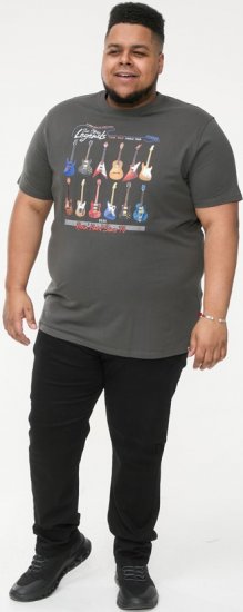 D555 JAIDEN Legends Guitar Printed Crew Neck T-Shirt Khaki - Tricouri - Tricouri Bărbați Mărimi Mari