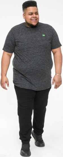 D555 ORSTON Reno Fabric Crew Neck T-Shirt With Chest Embroidery Black Reno - Tricouri - Tricouri Bărbați Mărimi Mari