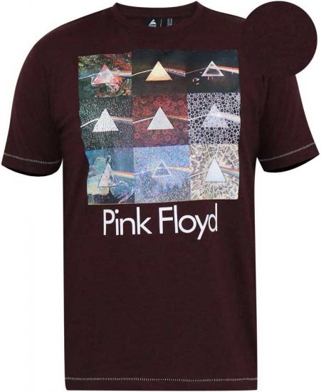 D555 DIVISION Official Pink Floyd Printed T-Shirt Burgundy - Tricouri - Tricouri Bărbați Mărimi Mari