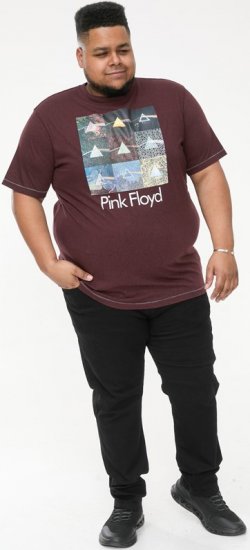 D555 DIVISION Official Pink Floyd Printed T-Shirt Burgundy - Tricouri - Tricouri Bărbați Mărimi Mari