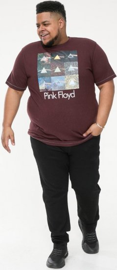 D555 DIVISION Official Pink Floyd Printed T-Shirt Burgundy - Tricouri - Tricouri Bărbați Mărimi Mari