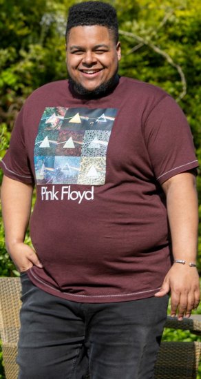 D555 DIVISION Official Pink Floyd Printed T-Shirt Burgundy - Tricouri - Tricouri Bărbați Mărimi Mari