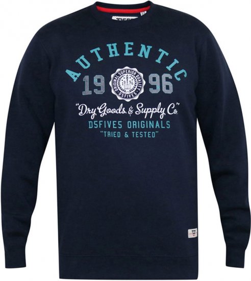 D555 KEYWORTH Authentic Printed Crew Neck Sweatshirt Navy - Pulovere & hanorace - Pulovere & Hanorace Bărbați Mărimi Mari