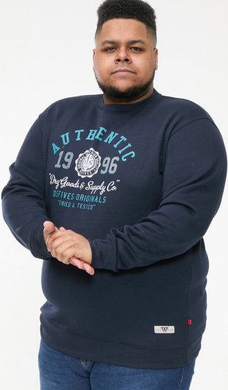 D555 KEYWORTH Authentic Printed Crew Neck Sweatshirt Navy - Pulovere & hanorace - Pulovere & Hanorace Bărbați Mărimi Mari