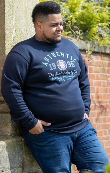 D555 KEYWORTH Authentic Printed Crew Neck Sweatshirt Navy - Pulovere & hanorace - Pulovere & Hanorace Bărbați Mărimi Mari