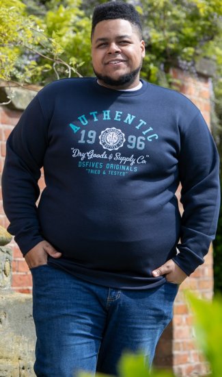 D555 KEYWORTH Authentic Printed Crew Neck Sweatshirt Navy - Pulovere & hanorace - Pulovere & Hanorace Bărbați Mărimi Mari