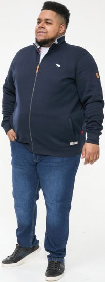 D555 NASHUA Zip Through Sweatshirt In Fleece Navy - Pulovere & hanorace - Pulovere & Hanorace Bărbați Mărimi Mari