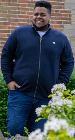 D555 NASHUA Zip Through Sweatshirt In Fleece Navy - Pulovere & hanorace - Pulovere & Hanorace Bărbați Mărimi Mari