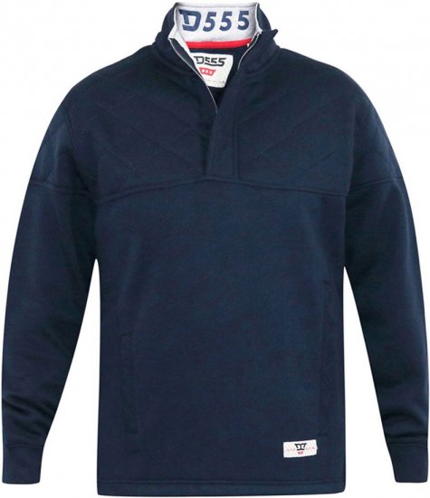 D555 SWANN Quarter Neck Sweatshirt With Quilted Top Panel Navy - Pulovere & hanorace - Pulovere & Hanorace Bărbați Mărimi Mari