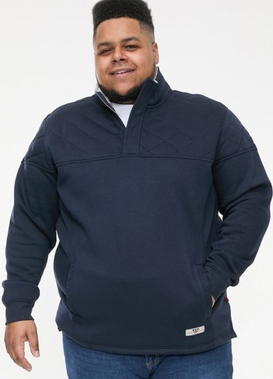 D555 SWANN Quarter Neck Sweatshirt With Quilted Top Panel Navy - Pulovere & hanorace - Pulovere & Hanorace Bărbați Mărimi Mari