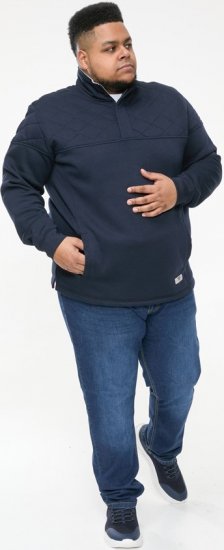 D555 SWANN Quarter Neck Sweatshirt With Quilted Top Panel Navy - Pulovere & hanorace - Pulovere & Hanorace Bărbați Mărimi Mari