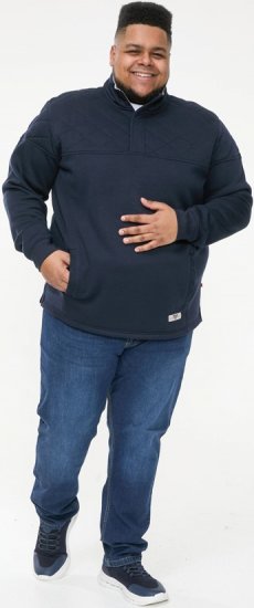 D555 SWANN Quarter Neck Sweatshirt With Quilted Top Panel Navy - Pulovere & hanorace - Pulovere & Hanorace Bărbați Mărimi Mari