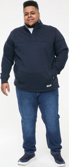 D555 SWANN Quarter Neck Sweatshirt With Quilted Top Panel Navy - Pulovere & hanorace - Pulovere & Hanorace Bărbați Mărimi Mari