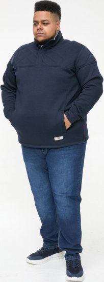 D555 SWANN Quarter Neck Sweatshirt With Quilted Top Panel Navy - Pulovere & hanorace - Pulovere & Hanorace Bărbați Mărimi Mari