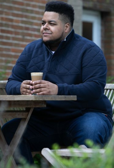 D555 SWANN Quarter Neck Sweatshirt With Quilted Top Panel Navy - Pulovere & hanorace - Pulovere & Hanorace Bărbați Mărimi Mari