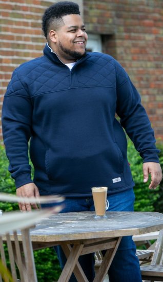 D555 SWANN Quarter Neck Sweatshirt With Quilted Top Panel Navy - Pulovere & hanorace - Pulovere & Hanorace Bărbați Mărimi Mari