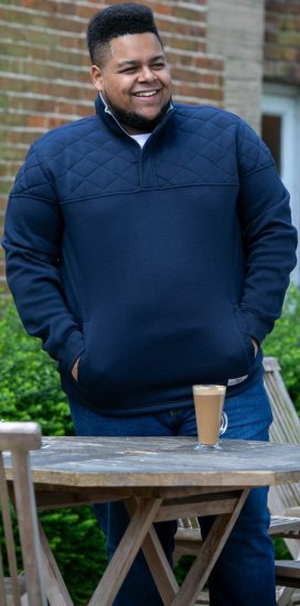 D555 SWANN Quarter Neck Sweatshirt With Quilted Top Panel Navy - Pulovere & hanorace - Pulovere & Hanorace Bărbați Mărimi Mari