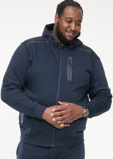 D555 GABRIEL Couture Zip Through Hoody With Reversible Zips Navy - Pulovere & hanorace - Pulovere & Hanorace Bărbați Mărimi Mari