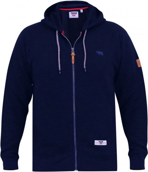 D555 IRVIN Full Zip Jacquard Hoody With Chest Embroidery Navy - Pulovere & hanorace - Pulovere & Hanorace Bărbați Mărimi Mari