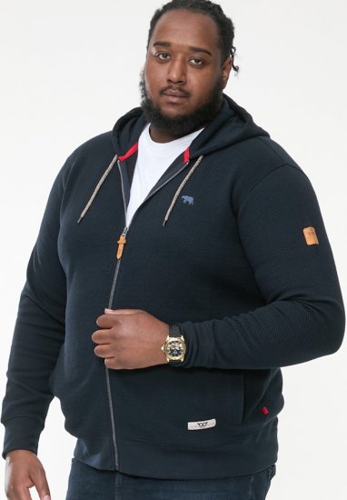 D555 IRVIN Full Zip Jacquard Hoody With Chest Embroidery Navy - Pulovere & hanorace - Pulovere & Hanorace Bărbați Mărimi Mari