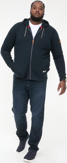 D555 IRVIN Full Zip Jacquard Hoody With Chest Embroidery Navy - Pulovere & hanorace - Pulovere & Hanorace Bărbați Mărimi Mari