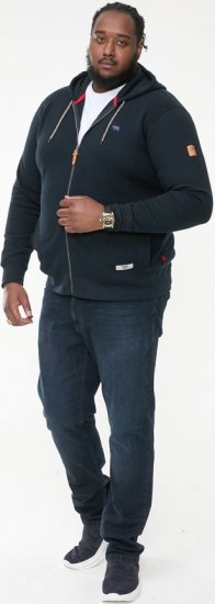 D555 IRVIN Full Zip Jacquard Hoody With Chest Embroidery Navy - Pulovere & hanorace - Pulovere & Hanorace Bărbați Mărimi Mari