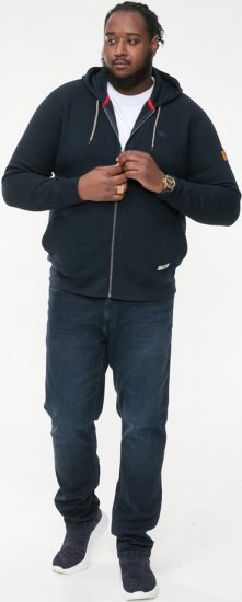 D555 IRVIN Full Zip Jacquard Hoody With Chest Embroidery Navy - Pulovere & hanorace - Pulovere & Hanorace Bărbați Mărimi Mari