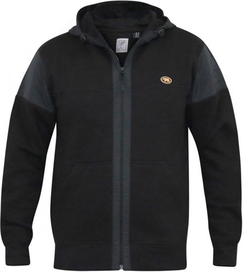 D555 DEAN Couture Zip Through Hoody With Woven Contrast Fabric Trim Black - Pulovere & hanorace - Pulovere & Hanorace Bărbați Mărimi Mari