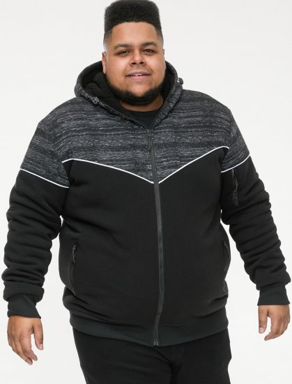 D555 HENNESSEY Zip Through Hoody With Sherpa Lining Black - Pulovere & hanorace - Pulovere & Hanorace Bărbați Mărimi Mari