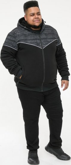 D555 HENNESSEY Zip Through Hoody With Sherpa Lining Black - Pulovere & hanorace - Pulovere & Hanorace Bărbați Mărimi Mari