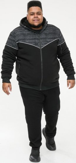 D555 HENNESSEY Zip Through Hoody With Sherpa Lining Black - Pulovere & hanorace - Pulovere & Hanorace Bărbați Mărimi Mari