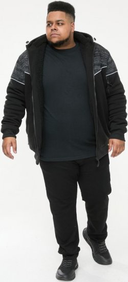 D555 HENNESSEY Zip Through Hoody With Sherpa Lining Black - Pulovere & hanorace - Pulovere & Hanorace Bărbați Mărimi Mari