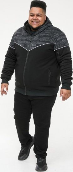 D555 HENNESSEY Zip Through Hoody With Sherpa Lining Black - Pulovere & hanorace - Pulovere & Hanorace Bărbați Mărimi Mari